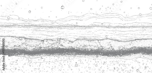 Stylized cross section of layered geological strata with craters and bubbles geology layers