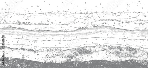 Detailed cross section of layered geological strata with circular inclusions and granular texture geology