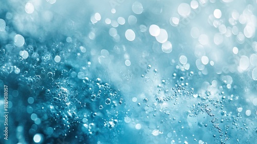 Soft-focus texture of seafoam and light bubbles on aquamarine water surface, calming blue and white organic background for wellness or spa themes