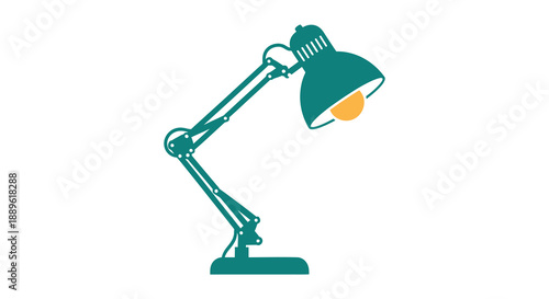 A teal adjustable desk lamp is prominently displayed showcasing its classic design and illuminated bulb high quality professional