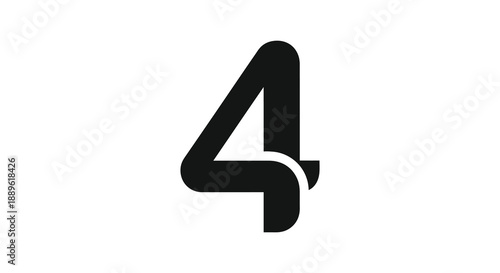 A minimalist depiction of the number four in bold black presented on a clean white background showcasing simple geometry