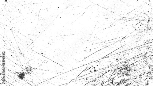 Black scratches and speckles on a white textured background abstract pattern