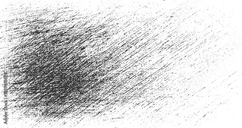 Black diagonal scratch marks and speckles on a white textured background grunge rough