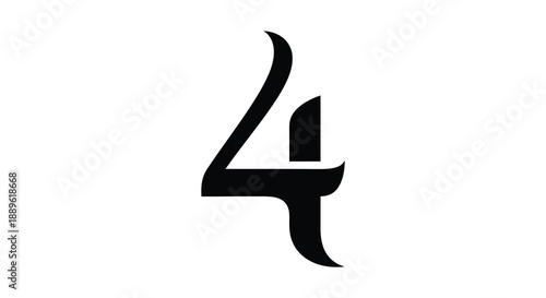 A strikingly simple image showcases a bold black numeral four isolated on a clean bright white background
