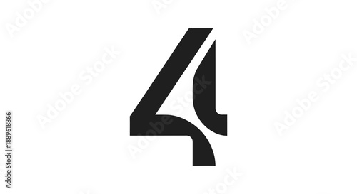 A minimalist depiction of the number four in a bold black abstract graphic design showcasing simplicity high quality