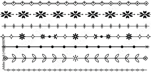 Hand drawn borders and decorative elements including ornate frames, page separators, floral motifs, and artistic line details for wedding invitations, stationery, graphic design, and creative layouts.