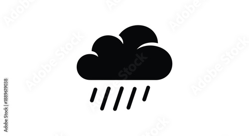 A simple black cloud icon with falling raindrops depicted in a flat minimalist silhouette high quality professional detailed modern elegant stylish