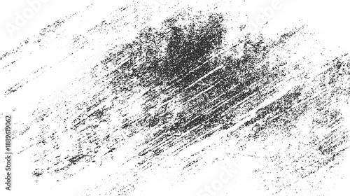 Black ink splatter and streaks on white background abstract texture