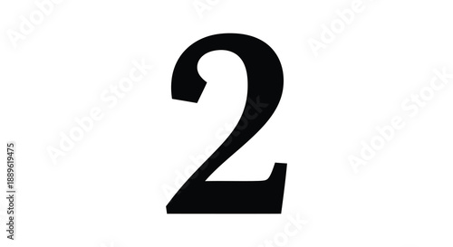 A stark depiction of the number two rendered in bold black typography against a plain white background