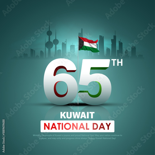 25th February celebrating 65th kuwait national day. Creative vector illustration design.