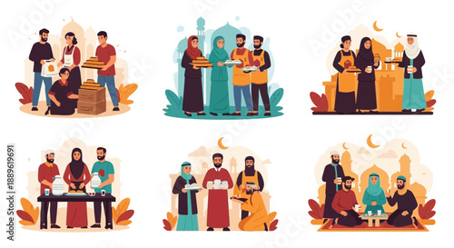 Vibrant community gathering with diverse individuals sharing food and drinks together in a festive outdoor setting