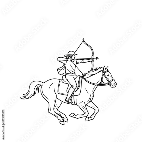 Equestrian Archer - A Horseback Warrior Aiming with Precision.