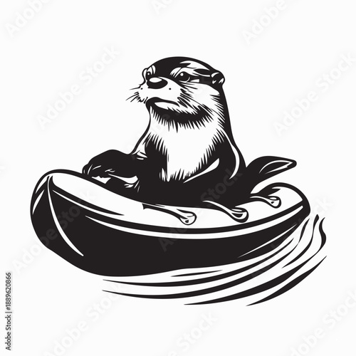 Otter Raft Vectors Image isolated on white Background