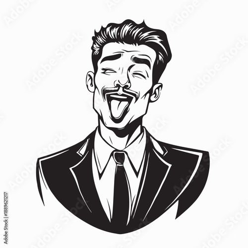 Playful man winking and sticking tongue out Image Vector