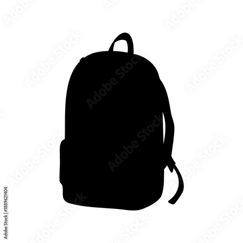 Silhouette of a stylish black backpack ideal for school or travel adventures