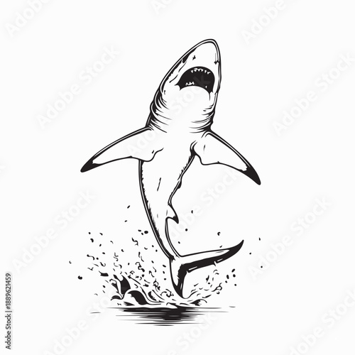 Shark Jumping Surface Water Image Vector on White Background
