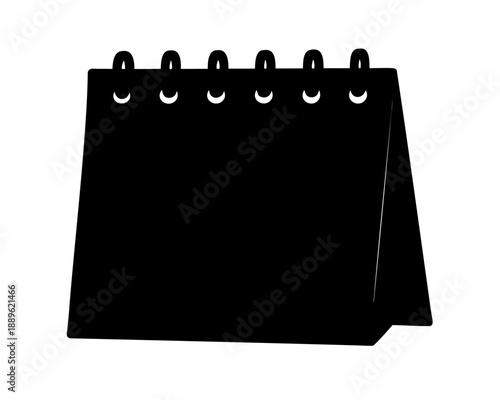 Black Desk Calendar Silhouette on a White Background for Schedule Keeping