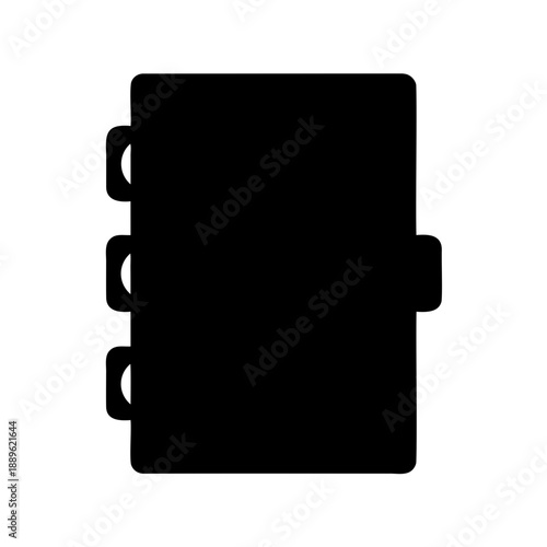 Black silhouette of a closed ring binder notebook, perfect for note taking