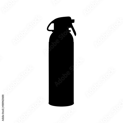 Black silhouette of a spray bottle on a white background for cleaning