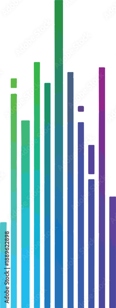 Fototapeta premium Vertical bar chart with colorful gradient bars on a white background