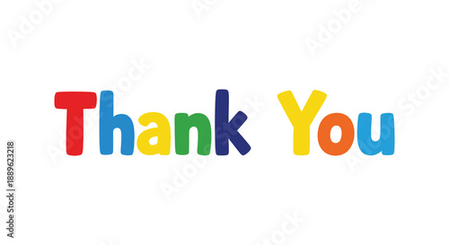 A vibrant and colorful depiction of the words thank you in large bold letters dominates the image