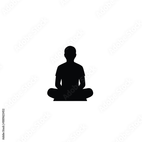 Meditating person silhouette sitting in lotus pose for yoga practice wellness mindfulness zen spirit mental health awareness relaxation exercise posture isolated on white background vector art