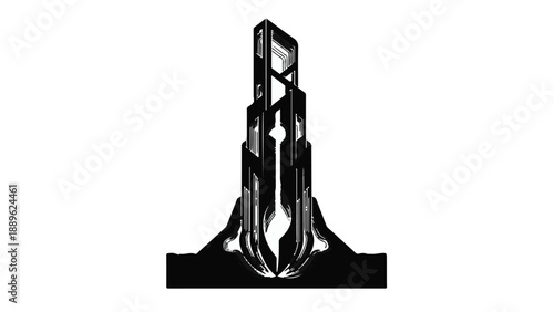 Futuristic abstract architectural structure with sleek lines and strong geometric shapes