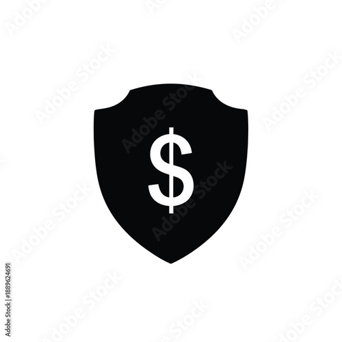 Shield with a dollar sign icon vector graphic illustration financial protection symbol design business and finance related icon design concept