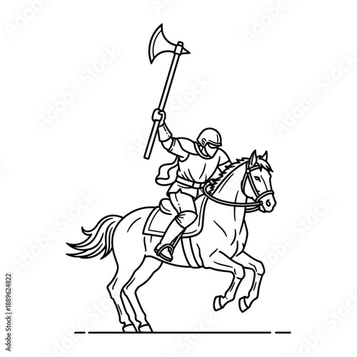 Valiant Knight on Horseback Wielding a Mighty Axe.
