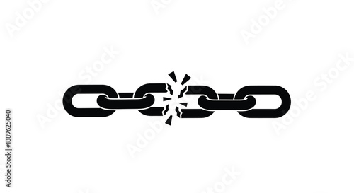 Broken chain link graphic with starburst effect black silhouette