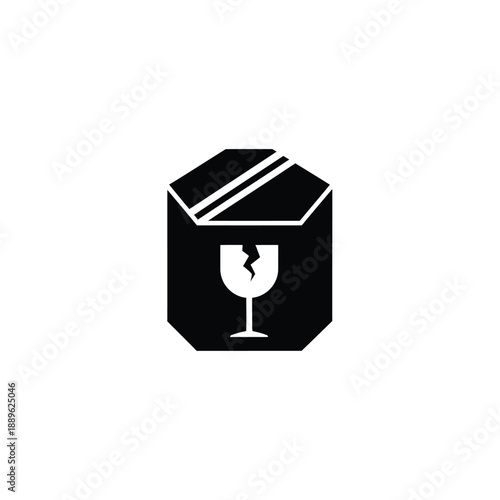 Fragile box with broken glass icon vector illustration symbol concept package delivery service caution for cargo fragile shipping goods fragile content