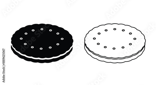 Two chocolate sandwich cookies one dark and one light silhouette