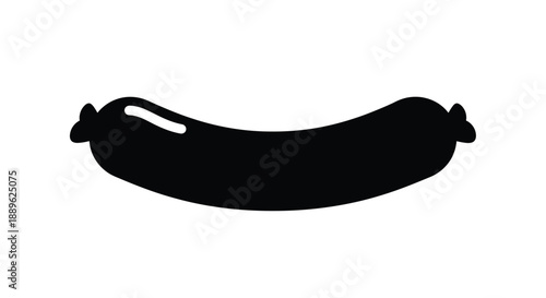 A black silhouette of a sausage simple food illustration silhouette