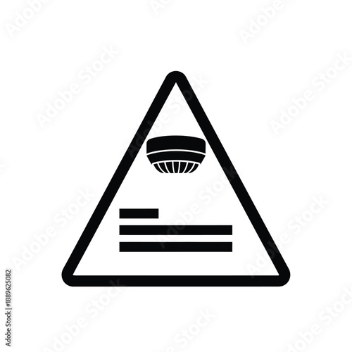 Smoke detector and text in triangle warning sign vector illustration concept fire safety system emergency alert device sensor alarm