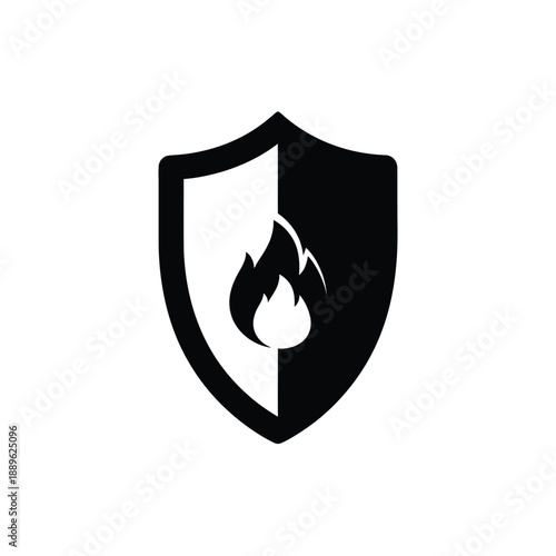 Shield with flame icon symbolizing fire protection safety and security against danger warning of hazard and emergency preparedness abstract concept
