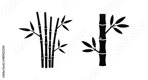 Minimalist bamboo stalks and leaves in a striking black silhouette