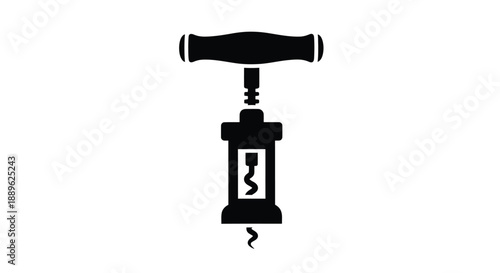 A simple black silhouette of a wine opener tool silhouette