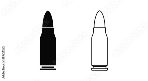 Two bullets one solid black and one outlined presented as a silhouette