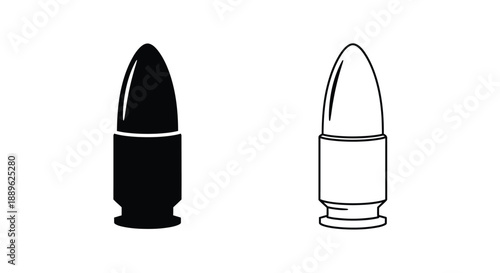 Two bullets depicted in contrasting styles a striking silhouette