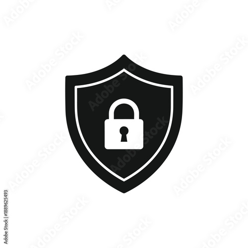 Secure lock inside shield icon representing cyber security and data protection measures for internet safety and encrypted information storage systems isolated on transparent or white background area