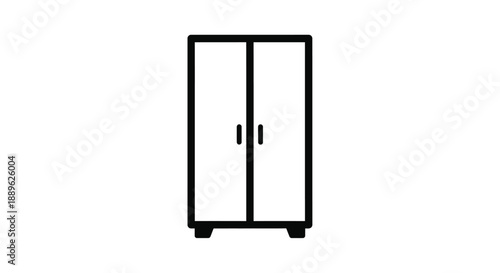 Simple black wardrobe illustration with a flat minimalist silhouette