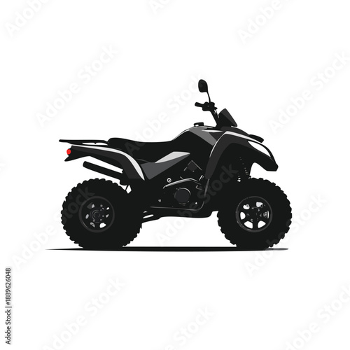 Black atv on white background, side view