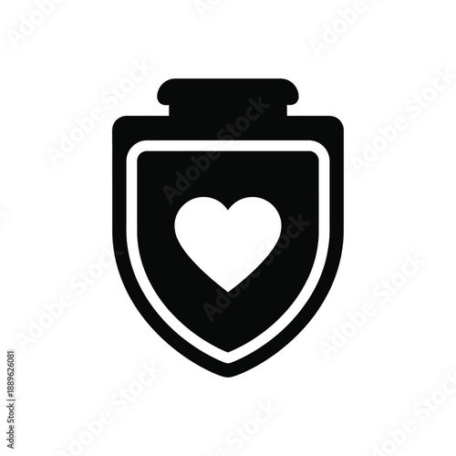 Heart in a shield icon vector illustration. symbol of love protection, romantic security, relationship safety, affectionate guard, devoted safeguard