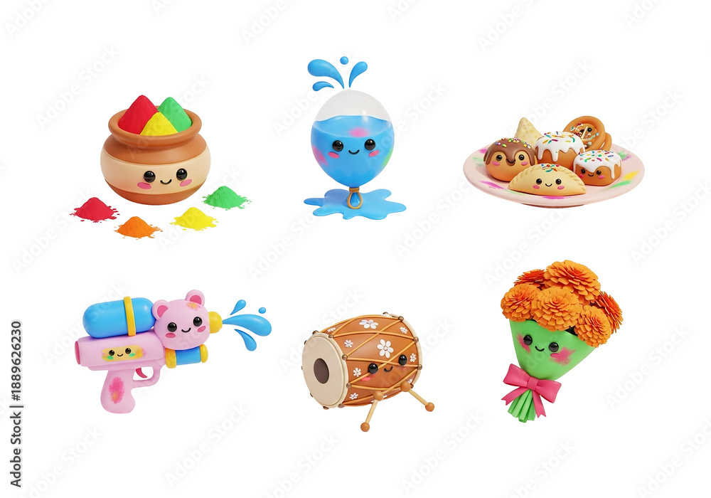 Fototapeta premium Cute Kawaii Food and Drink Characters Collection.