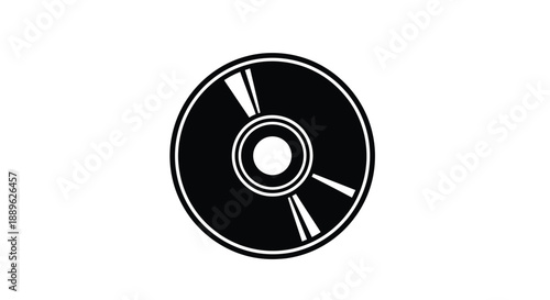 A black and white depiction of a compact disc simple silhouette