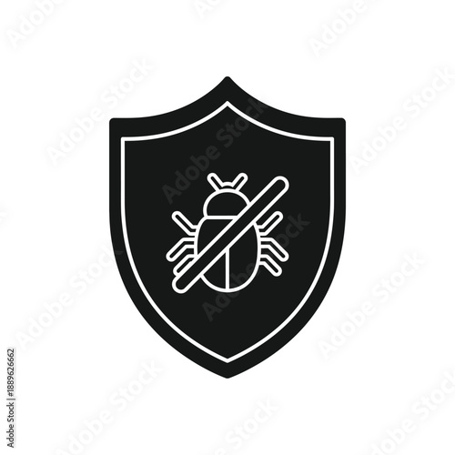 No bug shield vector icon isolated on white background virus protection sign antivirus symbol security concept pest control illustration