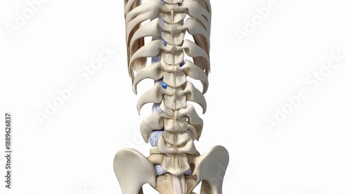 healthy human spine demonstrating gentle controlled range of motion flexing extending