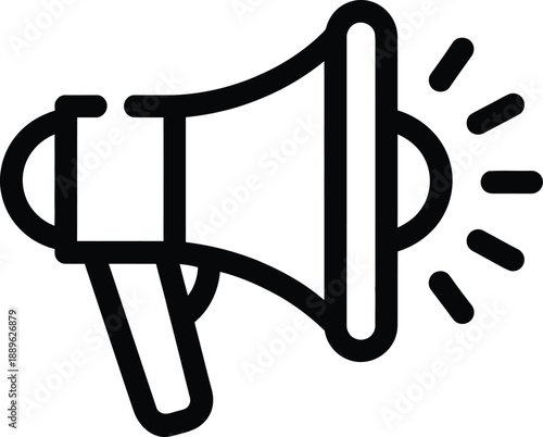 Megaphone speaker icon, loud announcement and marketing notification symbol for promotions and advertising design, vector illustration