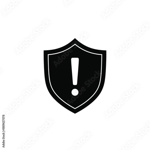 Shield with exclamation mark warning icon for security alerts danger notifications system threats risk management computer virus protection emergency signals and digital defense protocol symbols mark