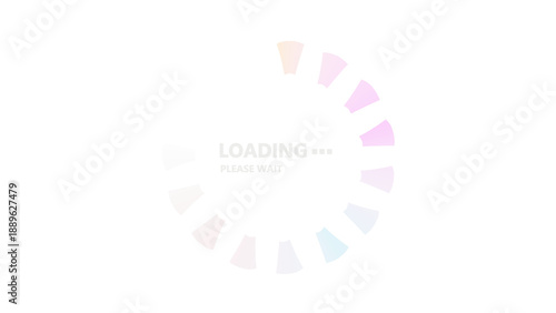 Photography 3d rendered illustration of a neon glowing circle on white background, loading a
